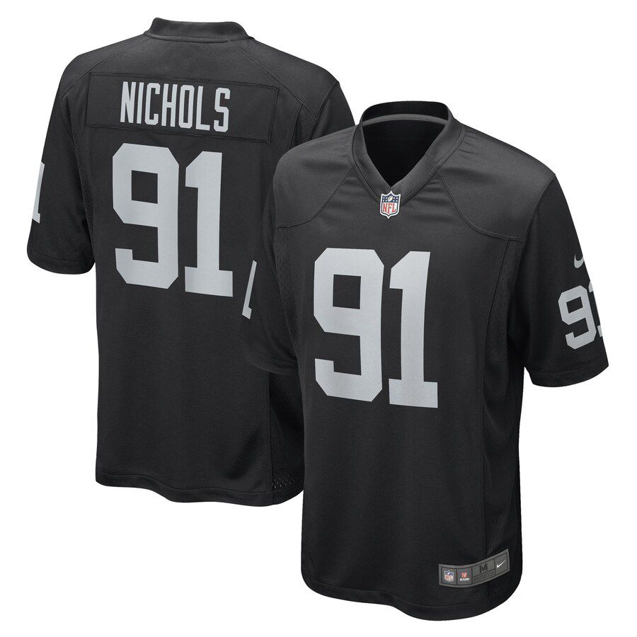 Men Las Vegas Raiders #91 Bilal Nichols Nike Black Game Player NFL Jersey
